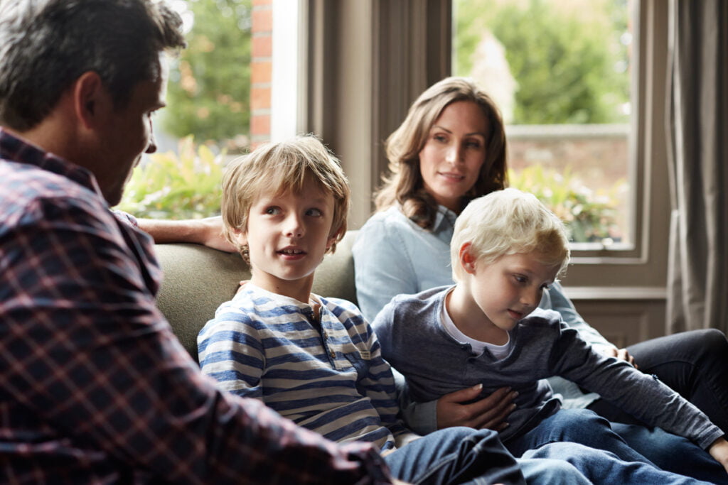 Family discussing divorce to the children