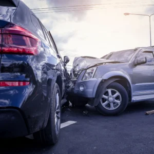 A wrecked car post-accident, illustrating the importance of consulting Slater and Zurz for legal support.